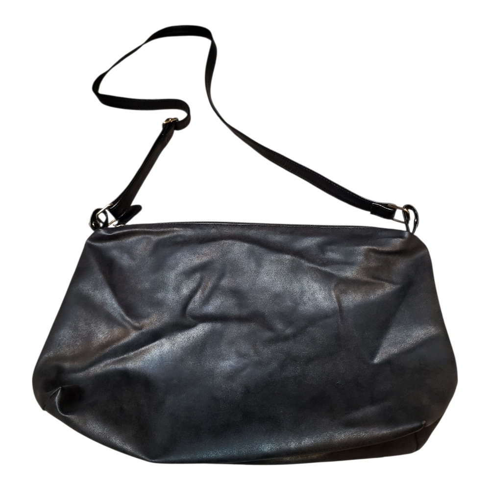 Sleek Black Faux Leather Crossbody Bag